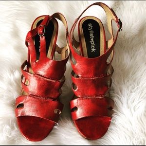 Red color gladiator sandals: size US 8